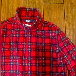 NWTs Lands End Plaid Half Zip Fleece, Size Medium